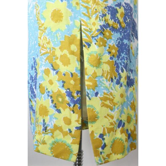 Vintage 1960s Size M Ira Curtis Low Back Maxi Cocktail Dress Sun Flower Print - Picture 9 of 10